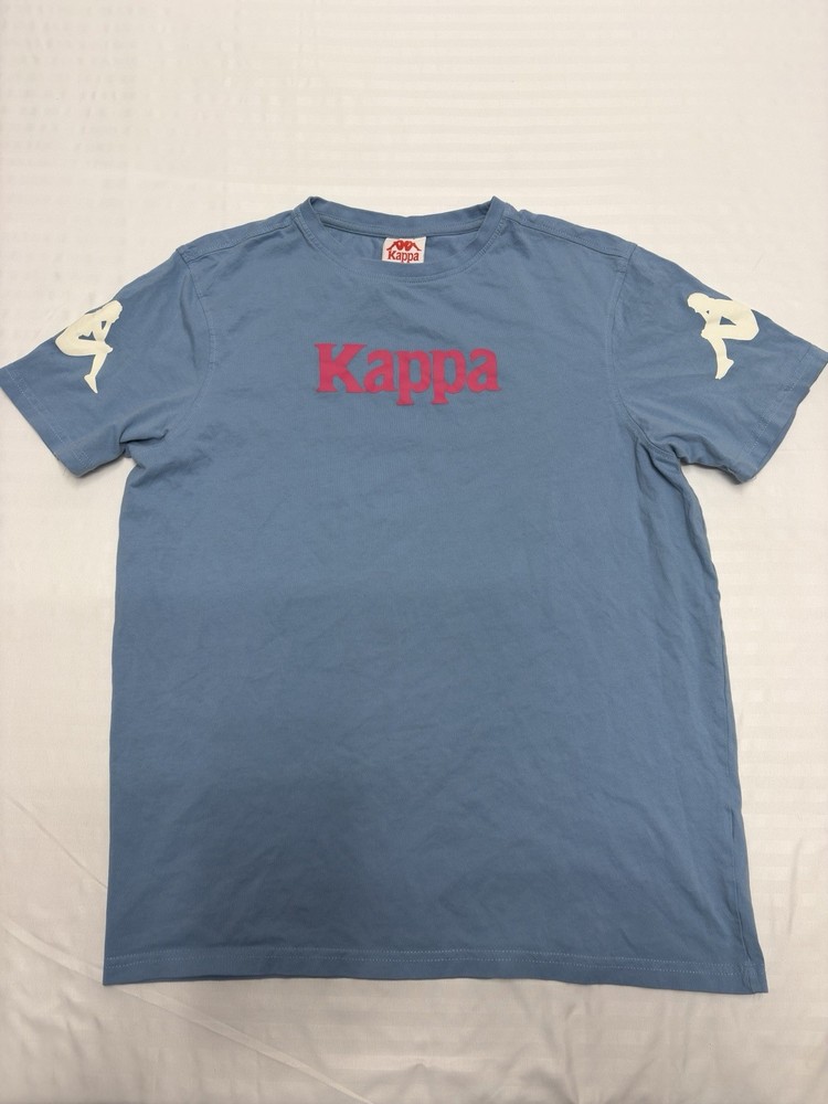 Kappa Shirt Unisex Adult Large Blue Spell Out Pink Omini Logo Graphic Tee Casual