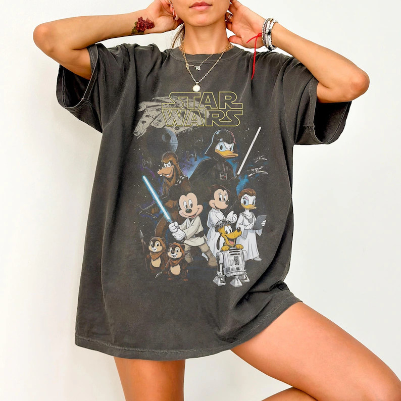 Retro Disney Star Wars Shirt, Retro Mickey and Friends Jedi Tee, Family Vacation