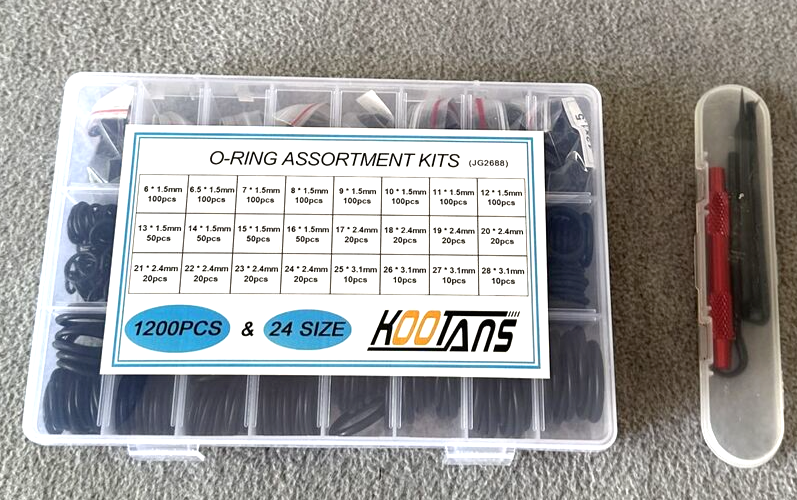 1200Pcs Nitrile Rubber O Ring Kit 24 Sizes O Kootans Assortment Kit Set Sealing