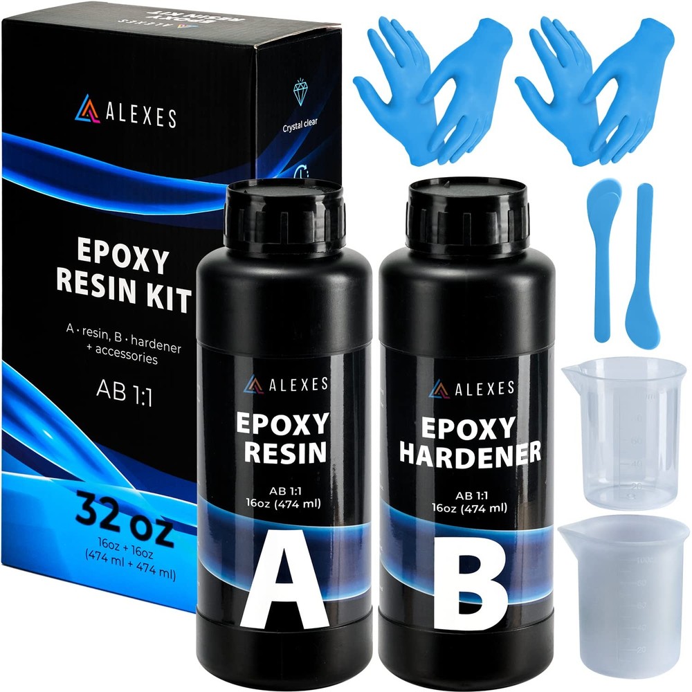 Crystal Clear Non-Yellowing Epoxy Resin Kit 32oz with Bubble-Free Formula