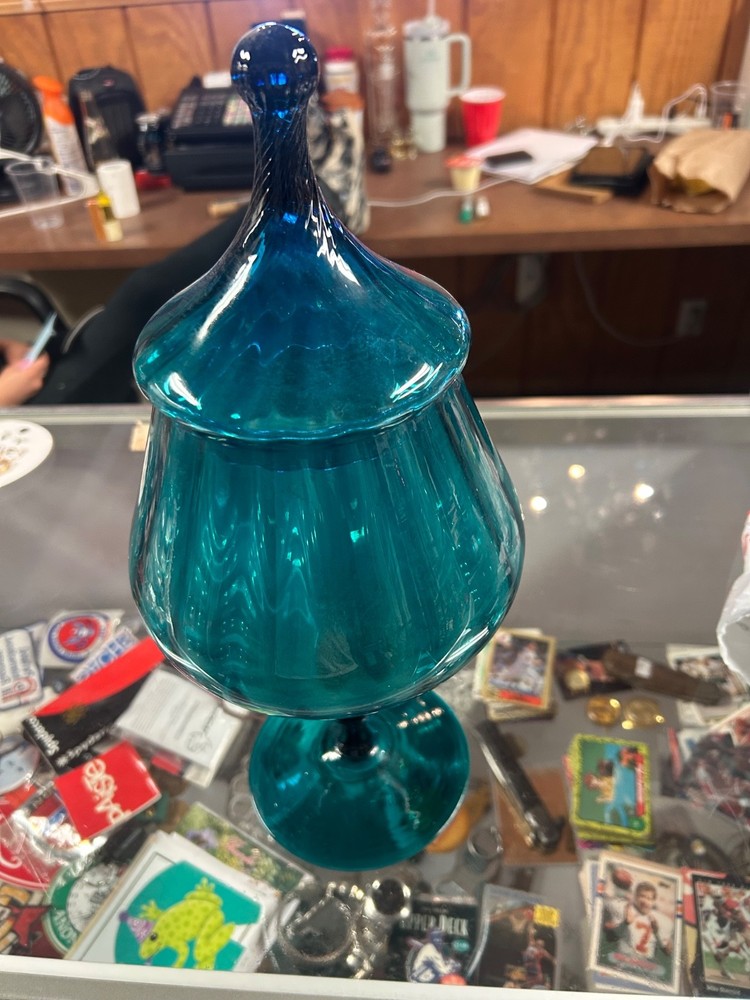 vintage empoli glass teal blue