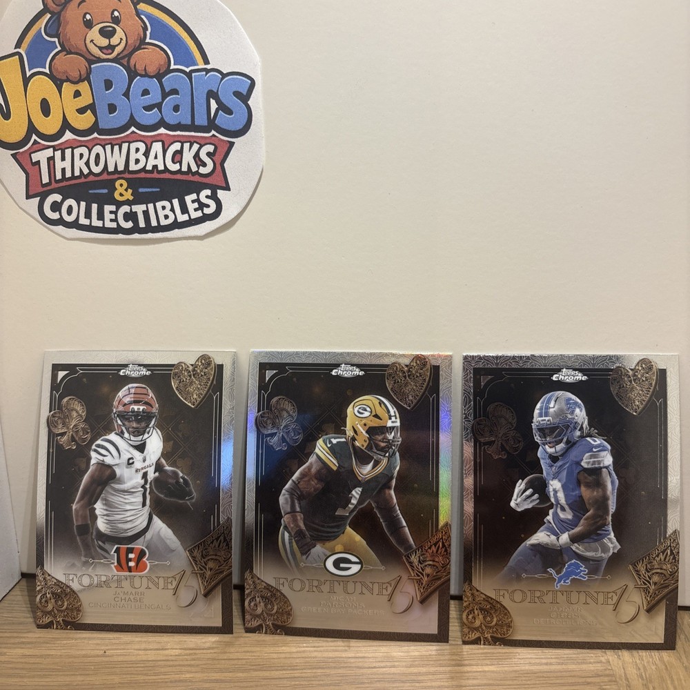 Jahmyr Gibbs,Micah Parsons, Ja’Marr Chase 2025 Topps Chrome Football Fortune15🔥