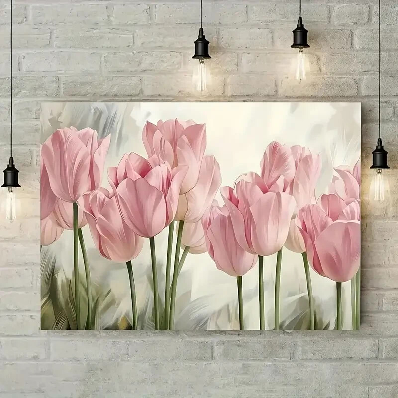 Vintage Pink Tulips Wall Art  Canvas Unframed/Framed