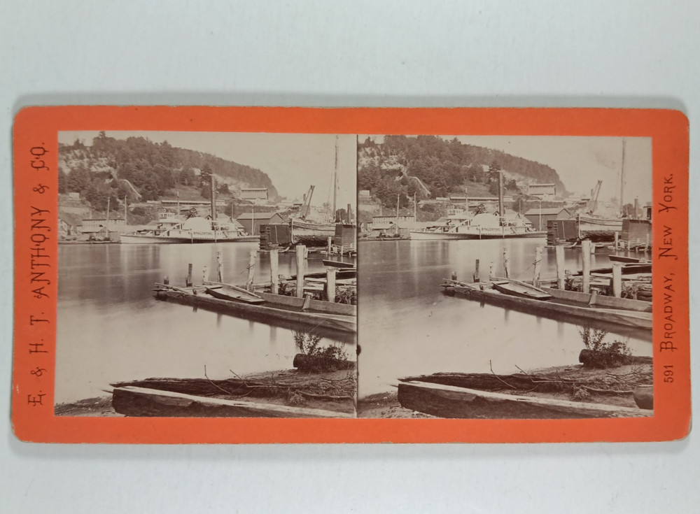 RONDOUT Stereoview by Anthony. No 8010 B. Valentine Steamboat High Falls NY