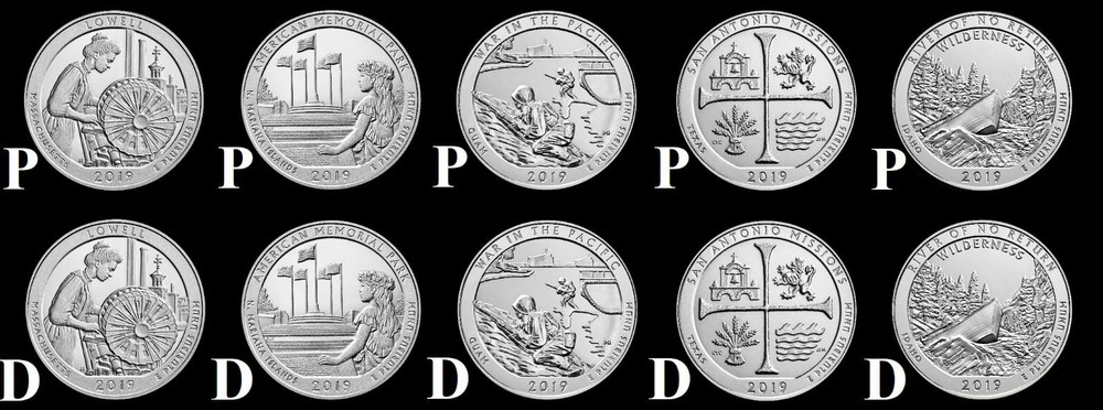 2019 P&D All 10 National Parks ATB Brilliant Uncirculated Quarters Coin SET BU!