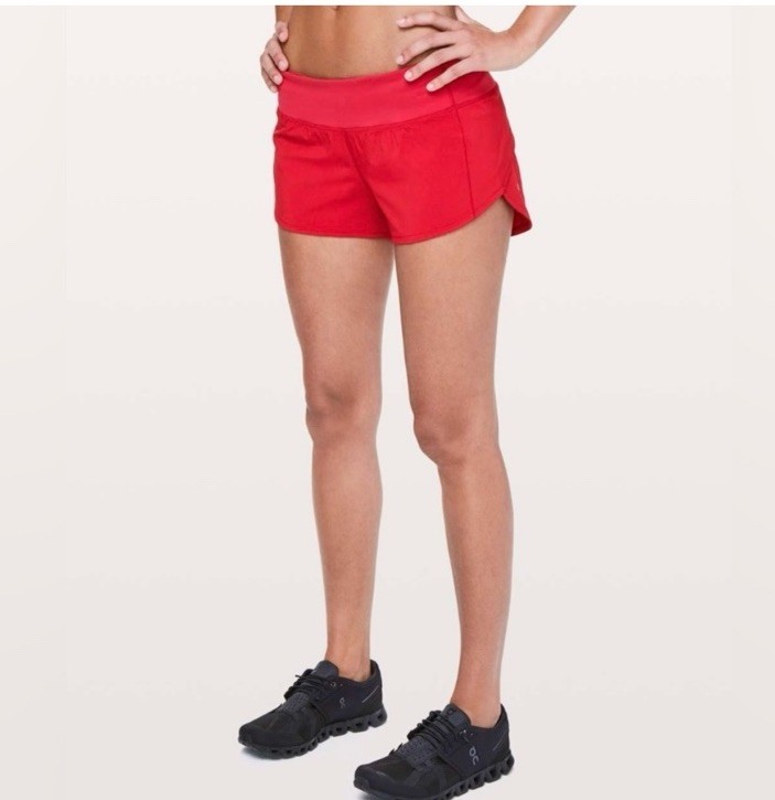 Lululemon Women's Speed Up Shorts 2.5 Size 14 Red Lined Running Workout