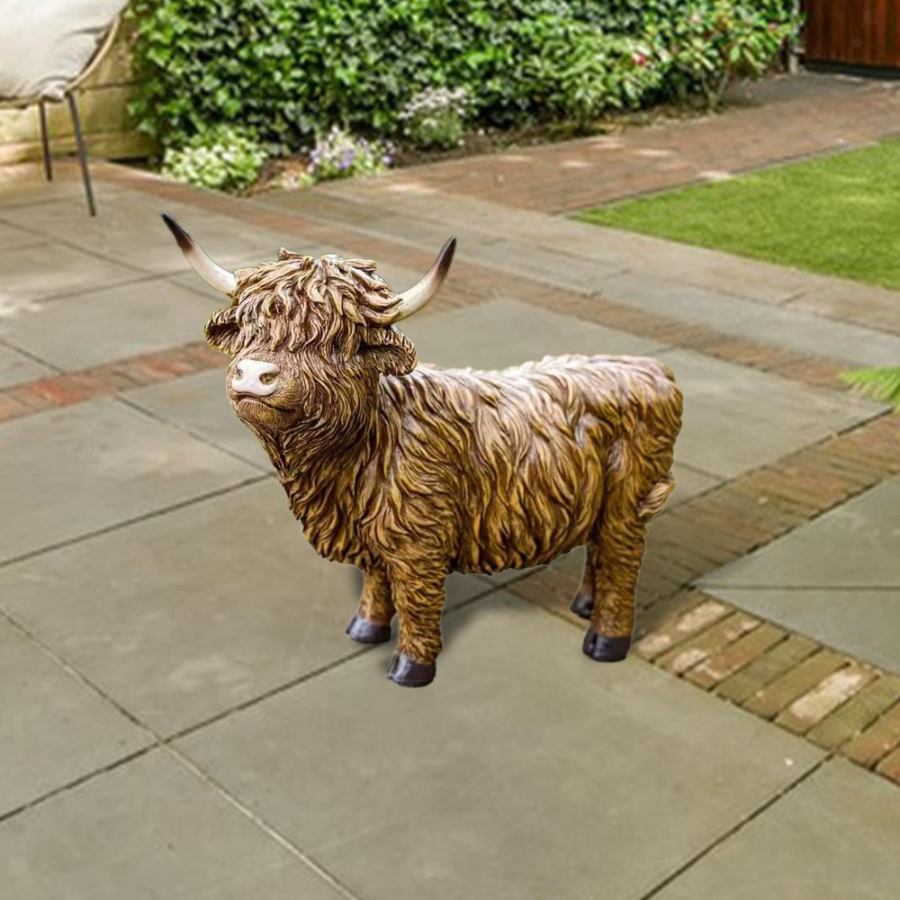 Highland Cow Figurine Garden Statue Decorative Art Crafts Desktop Ornament for