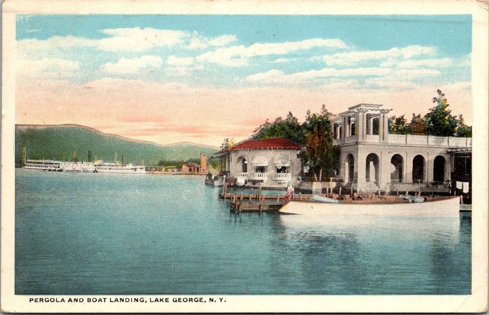 Lake George NY Pergola Boat Landing 1908 Postcard Charles W Hughes