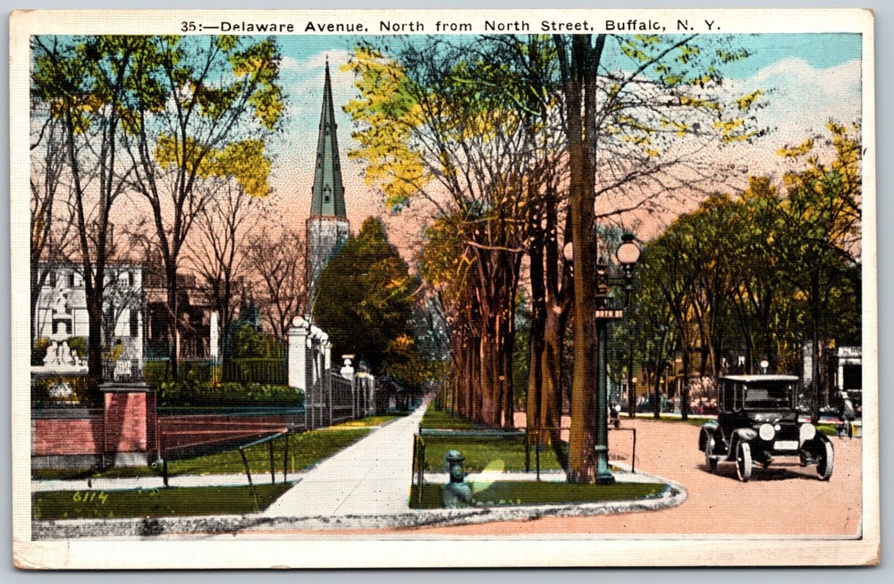 Delaware Avenue North from North Street Buffalo NY VINTAGE Postcard 8204