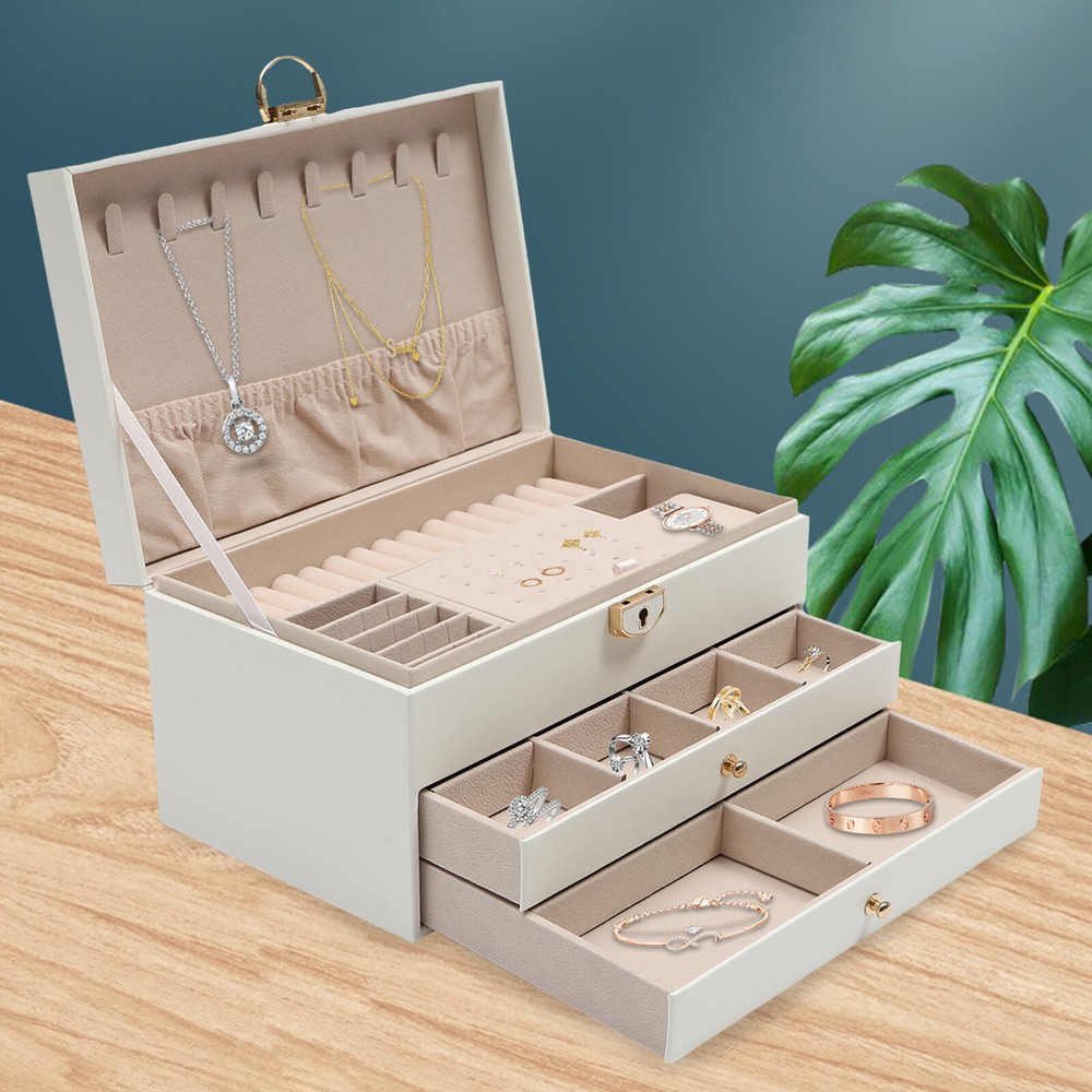 3 Tier Watch Box Jewelry Organizer Case Holder Bracelet Display Case with Drawer