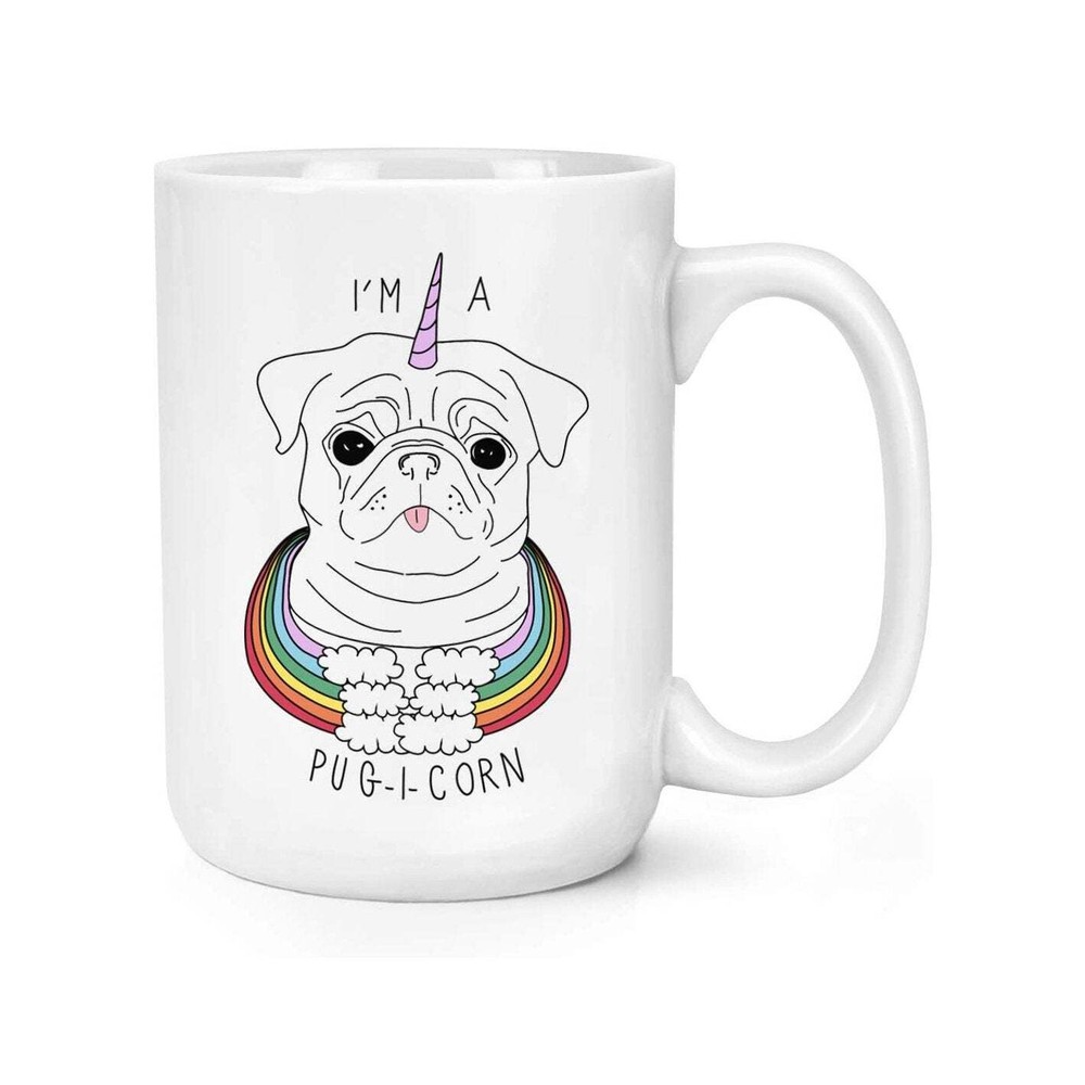 Taza de café arco iris I'm A Pugicorn taza de café taza grande