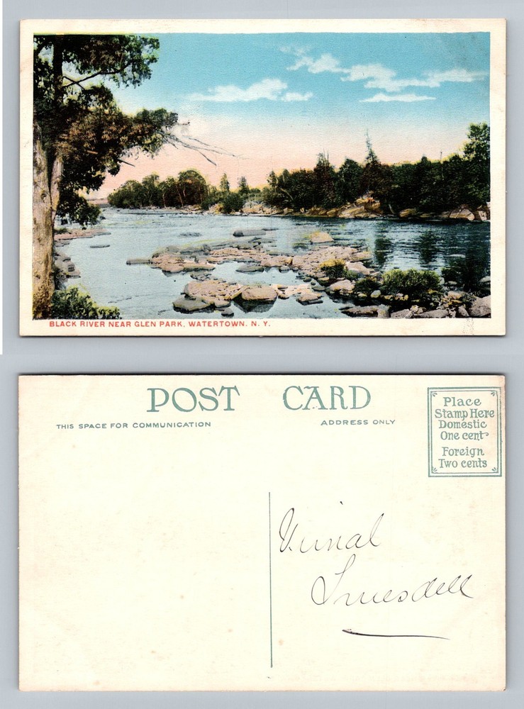 Watertown, NY-New York, Black River Glen Park Scene Old Vintage Postcard