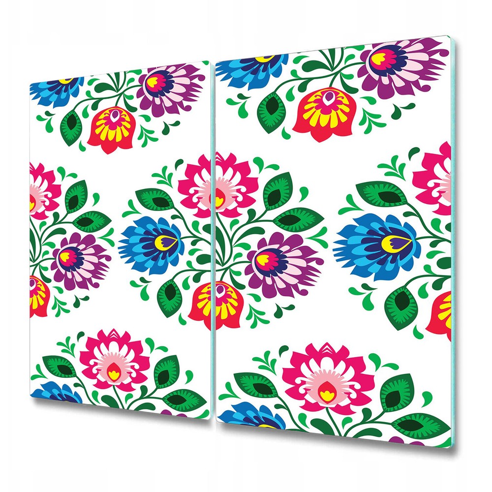 Glass Surface Protector Worktop saver floral Colourful blue and pink photo