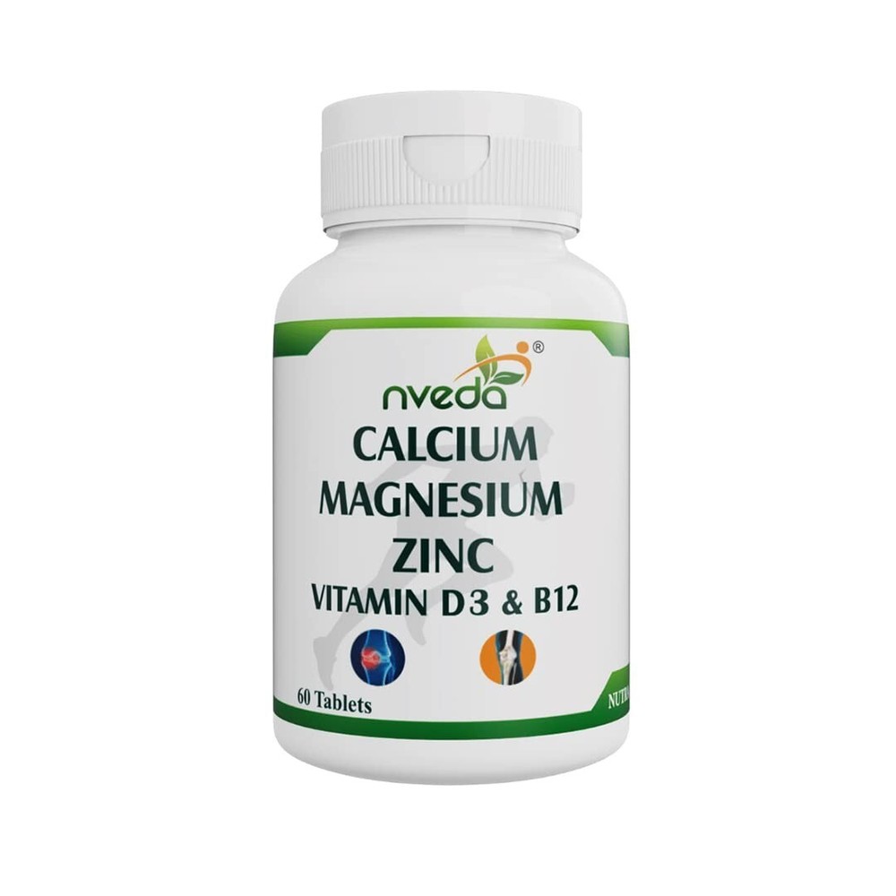 Nveda Calcium Supplement 1,000 mg with Vitamin D (60 Tabs) Ayurvedic Formulation