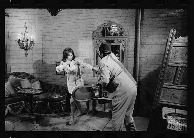 Photo:Stefanie Powers Girl from U.N.C.L.E. 1966 TV scene fighting man
