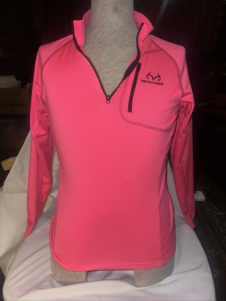 Realtree Pullover Womens M Pink  Quarter Zip Hunting Stretch Hiking Outdoor