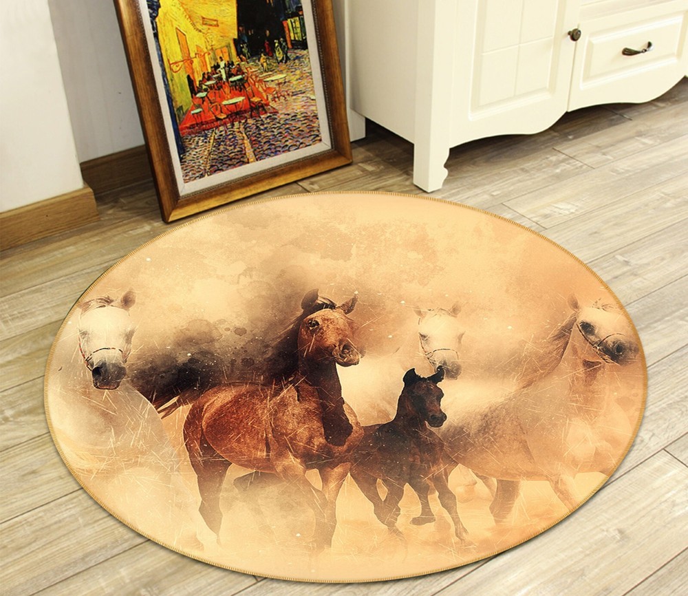 3D Horse Herd AHO186929 Animal Non Slip Rug Mat Elegant Photo Carpet Romy