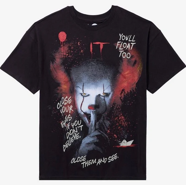 Pennywise IT Shirt, Scary Clown 90s Horror Movie Vintage Graphic T-Shirt