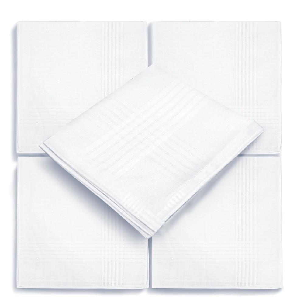 5 Pcs 100% Cotton Handkerchiefs 16x16 Inch White Pocket Hankies for Men