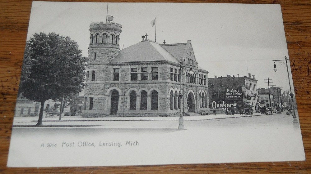 1906, Post Office, LANSING, Michigan Postcard - Rotograph Co. U2