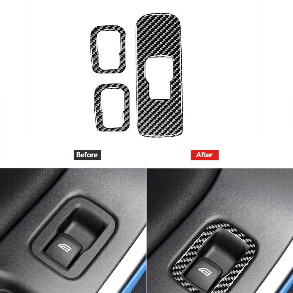 3Pcs Carbon Fiber Window Switch Panel Cover Trim For Volvo V60 2010-2017