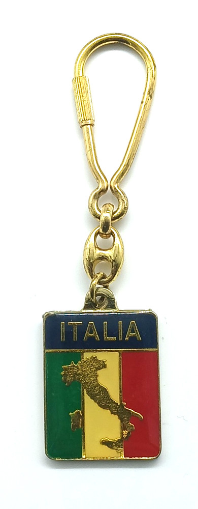 Vintage Italia Italy National Flag Map Keychain Keyring