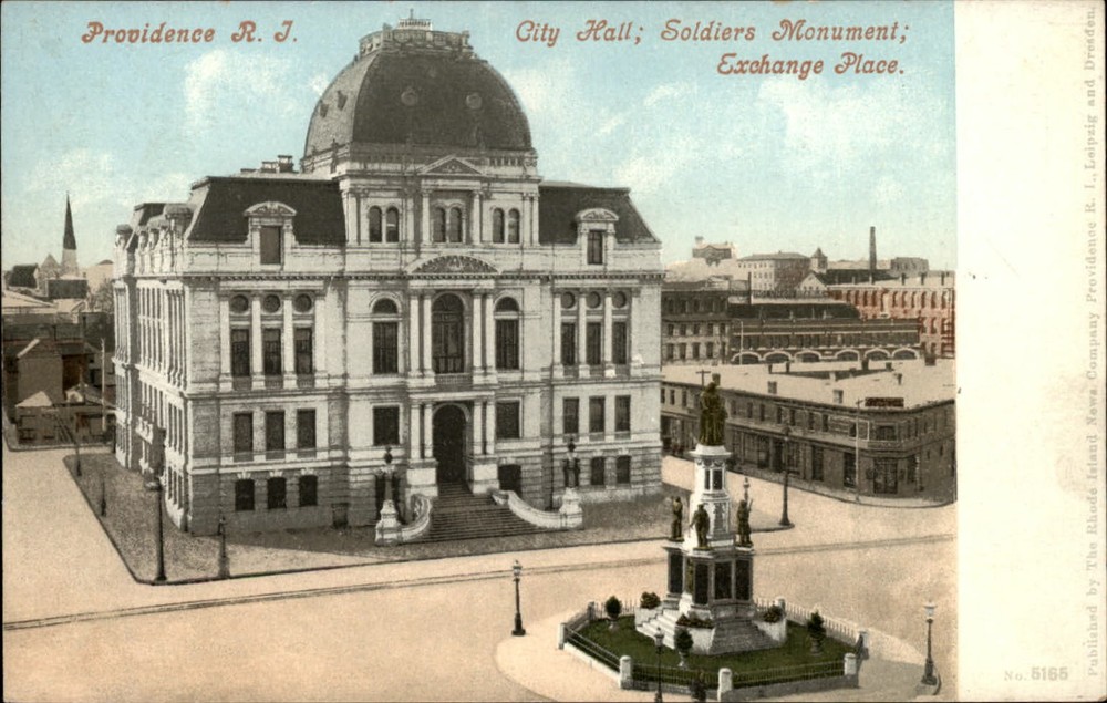City Hall Soldiers Monument Exchange Place Providence Rhode Island ~ c1905 UDB