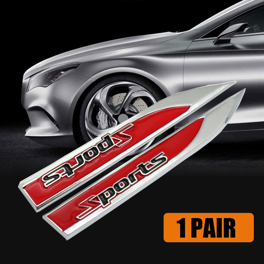 2PCS 3D Metal Car Fender Side Stickers Sports LOGO Emblem Badge Decals