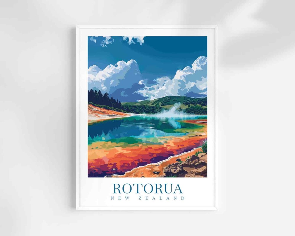 Rotorua Travel Print Wall Art Rotorua Wall Hanging Home Dcor Rotorua Gift Art