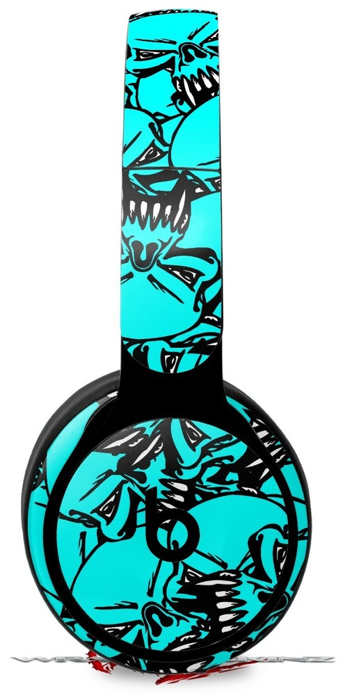 Skin for Beats Solo Pro Scattered Skulls Neon Teal BEATS NOT INCLUDED