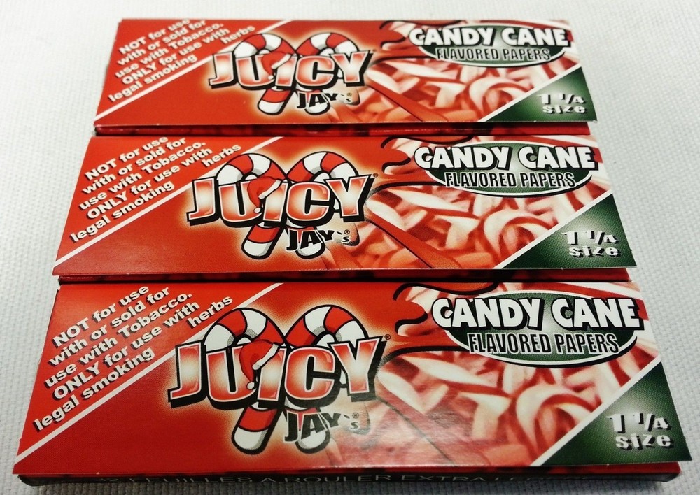 3 Packs Juicy Jay’s Candy Cane Flavor 1 1/4 Papers with Free Shipping