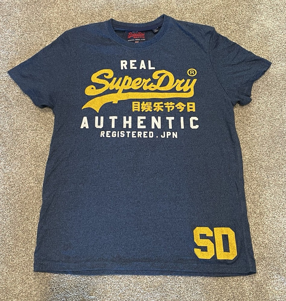 Superdry Men’s T-shirt Vintage Logo Blue Size XL