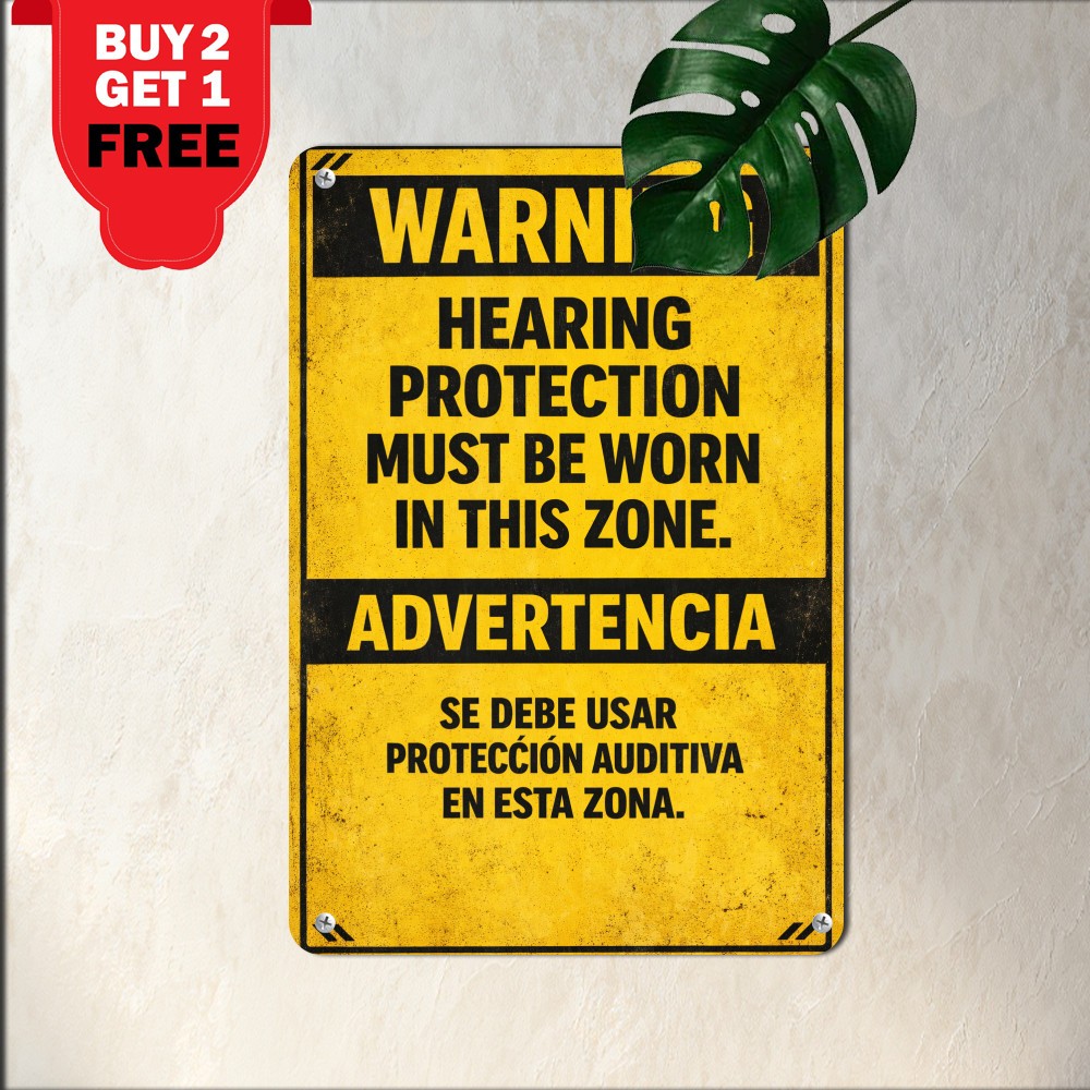 Ear Protection Required OSHA Safety Warning Sign Weatherproof Aluminum Metal