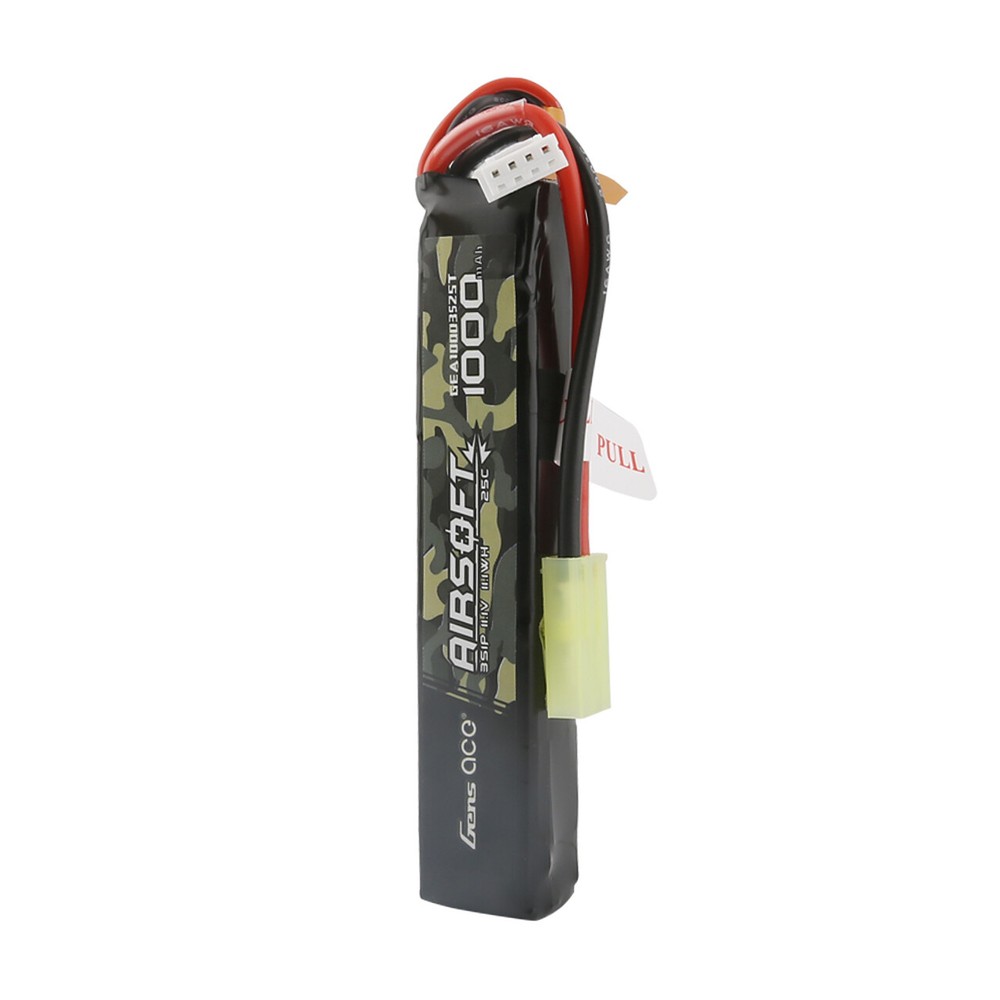 Gens Ace 11.1v 3s 25c 1000mAh Airsoft BB Rechargeable Lipo Battery Pack-image