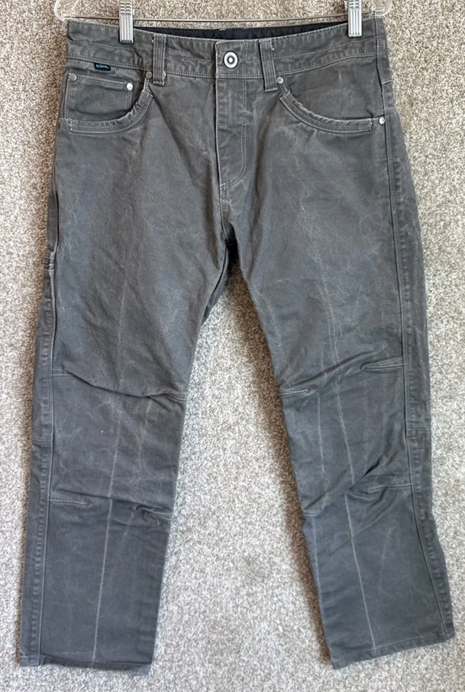 Kuhl Mens Free Rydr Vintage Patina Dye Canvas Gray Hiking Pants Size 31X27
