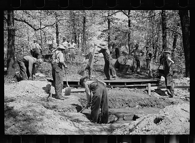 Photo:1930s Civilian Conservation Corps Men Digging Roadwork Work Crew