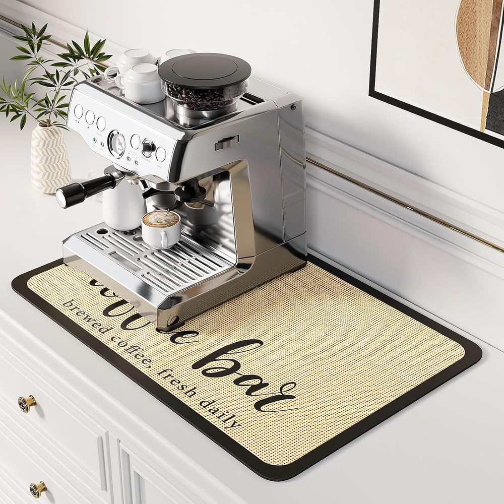 Spill-Proof 12x19 Coffee Mat with Rubber Backing and Quick Absorbency