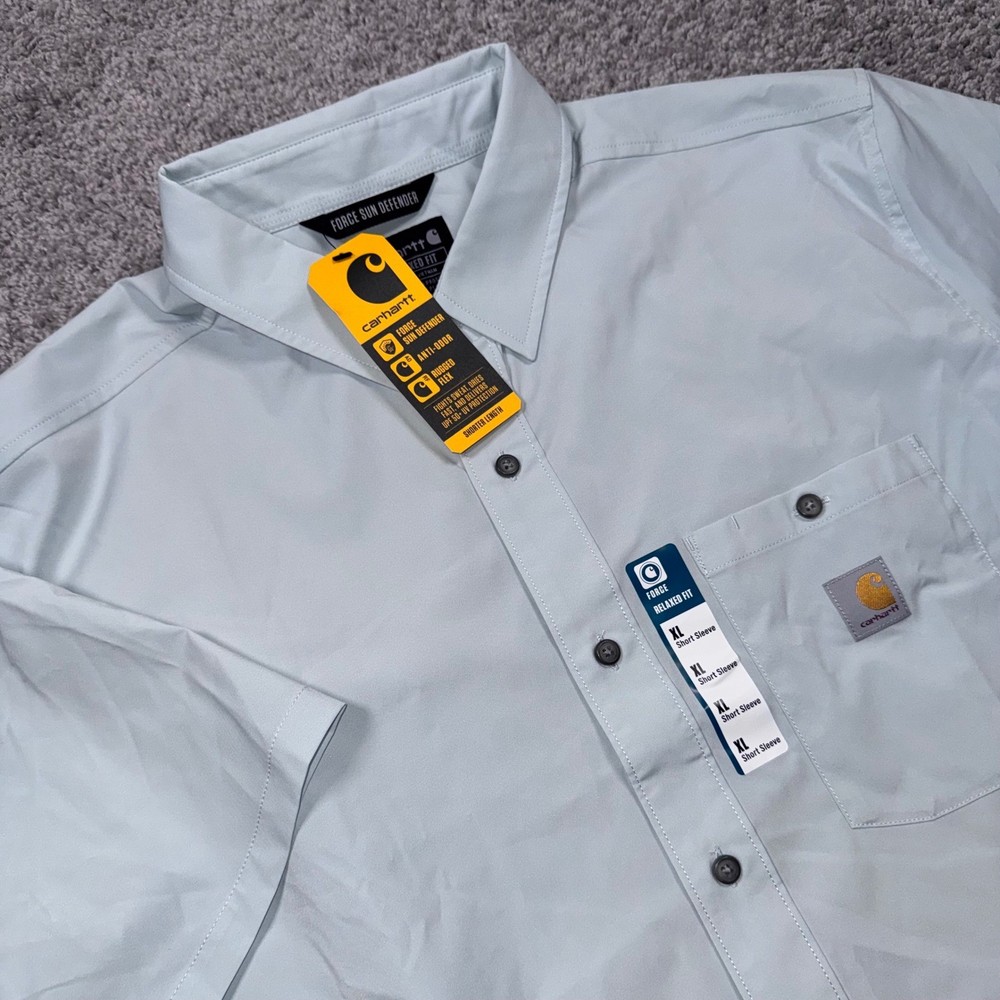 Carhartt Force Sun Defender Shirt Mens Relaxed Fit Stretch Light Green XL NEW
