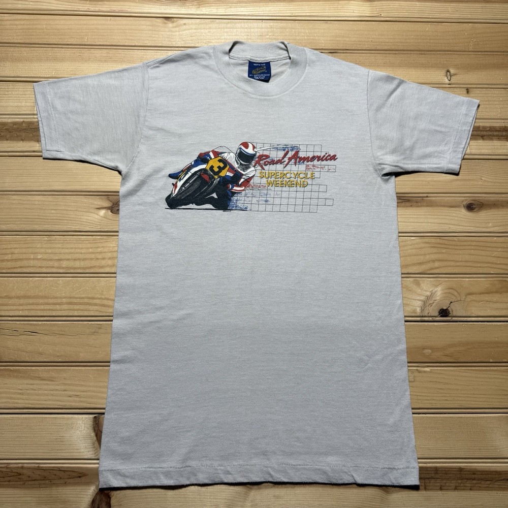 Vintage 80s Fast Freddie Spencer Road America Motorcycle Racing Shirt - Medium