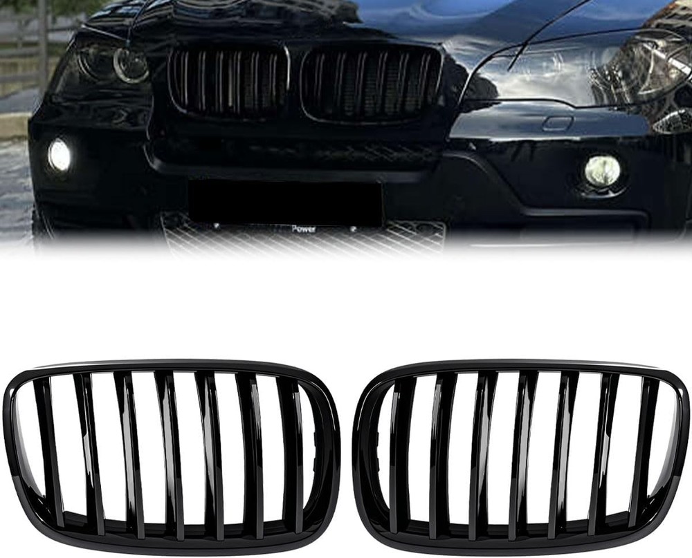 Front Grill Grille Compatible with 2007-2013 BMW X5 E70 2008-2014 BMW X6 E71,...