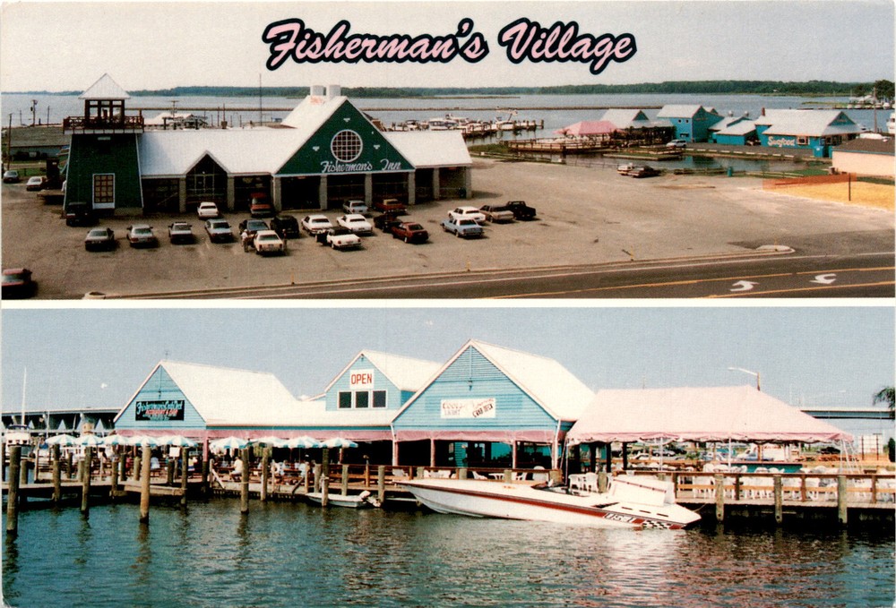 Fisherman's Village, Fisherman's Inn, Crab Deck, Grasonville, MD, Ches Postcard