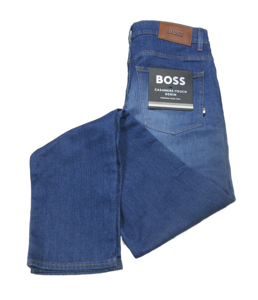 Boss Hugo Boss Men's Blue Delaware 3-1 Cashmere-Touch Slim Fit Jeans