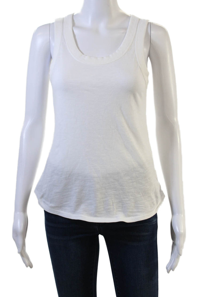 Madewell Women White Basic Tank 100% Cotton Round Neck Size SFree Shipping in US $100+ Orders | $6.95 Orders Below