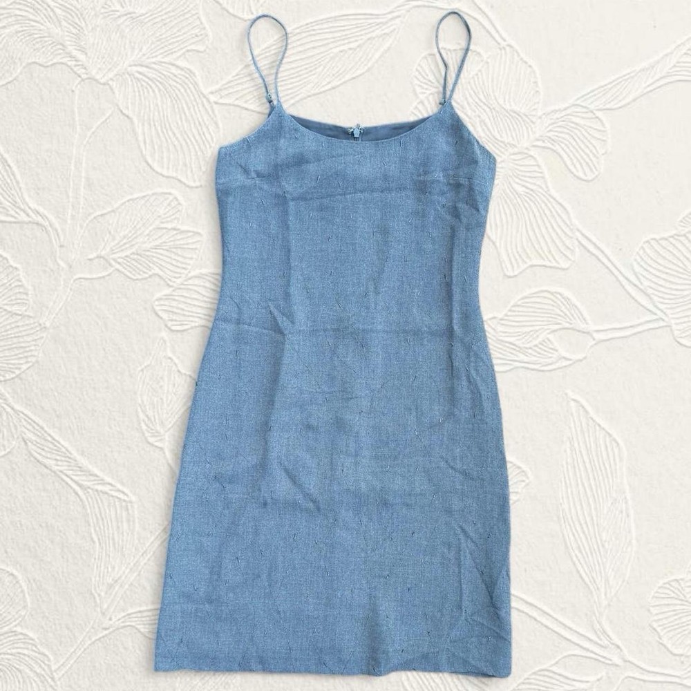 Vintage Express Women's Gray Spaghetti Strap Mini Dress Size 6