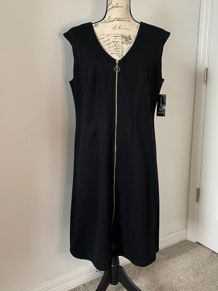 INC International Concepts Deep Black Sleeveless “Nightfall” Dress Sz 0X NWT