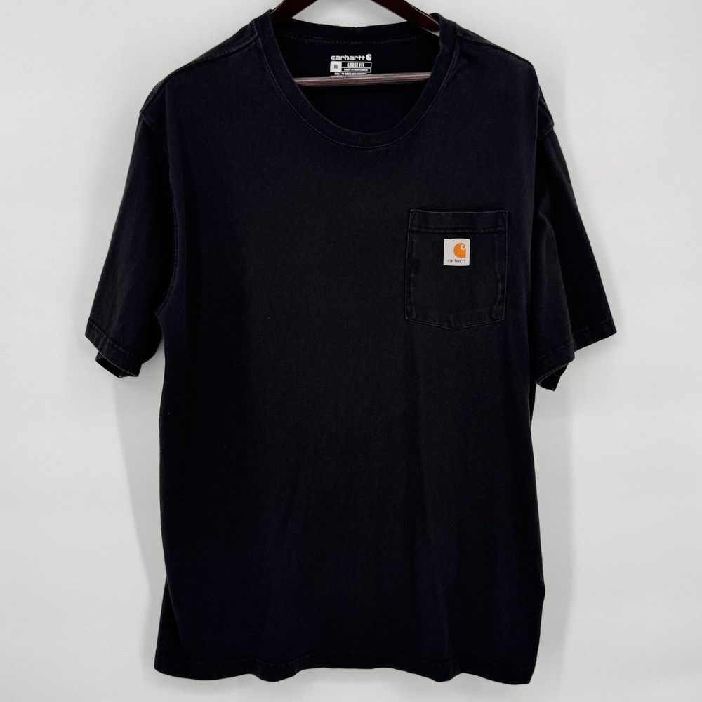 Carhartt Shirt Mens XL Black K87 Loose Fit Pocket Workwear Tee Cotton Crewneck