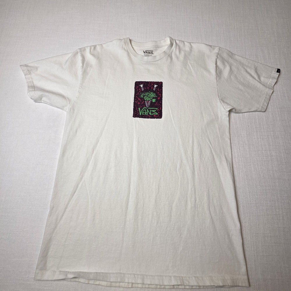 Vans Classic Fit White Skater Tee Size Large