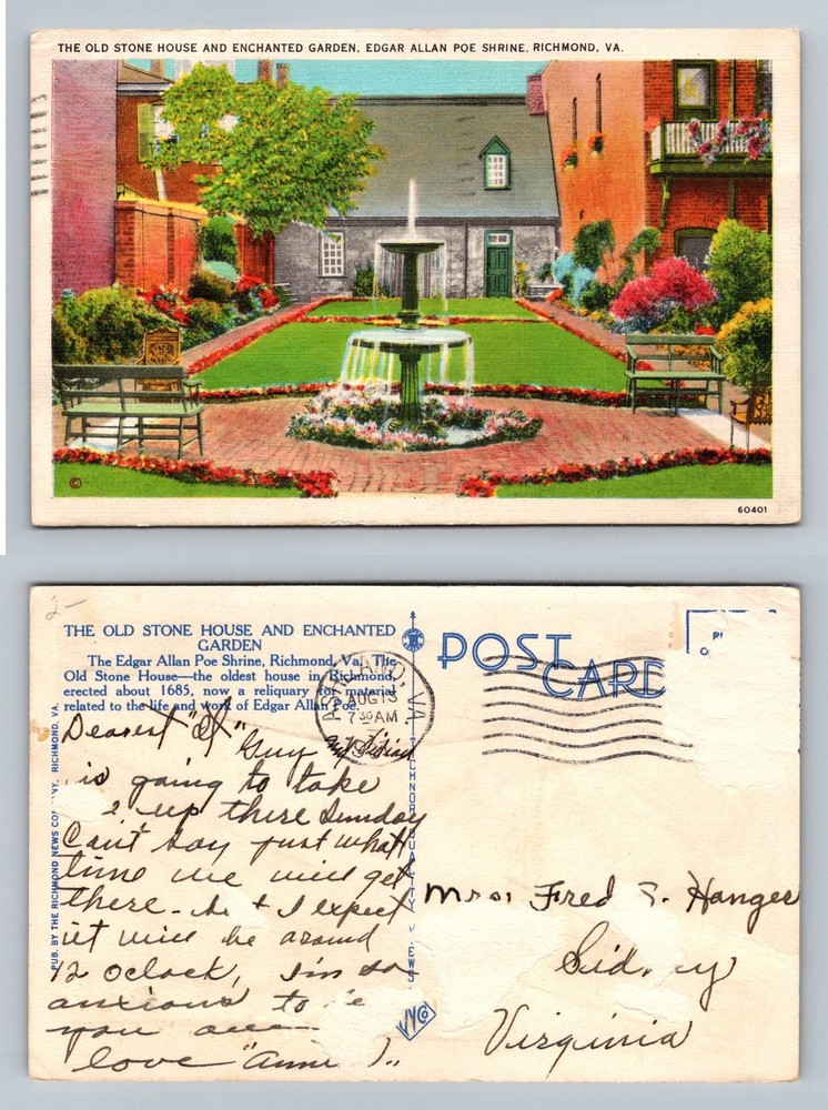 Richmond, VA-Virginia, Edgar Allan Poe Shrine Old Stone House Vintage Postcard