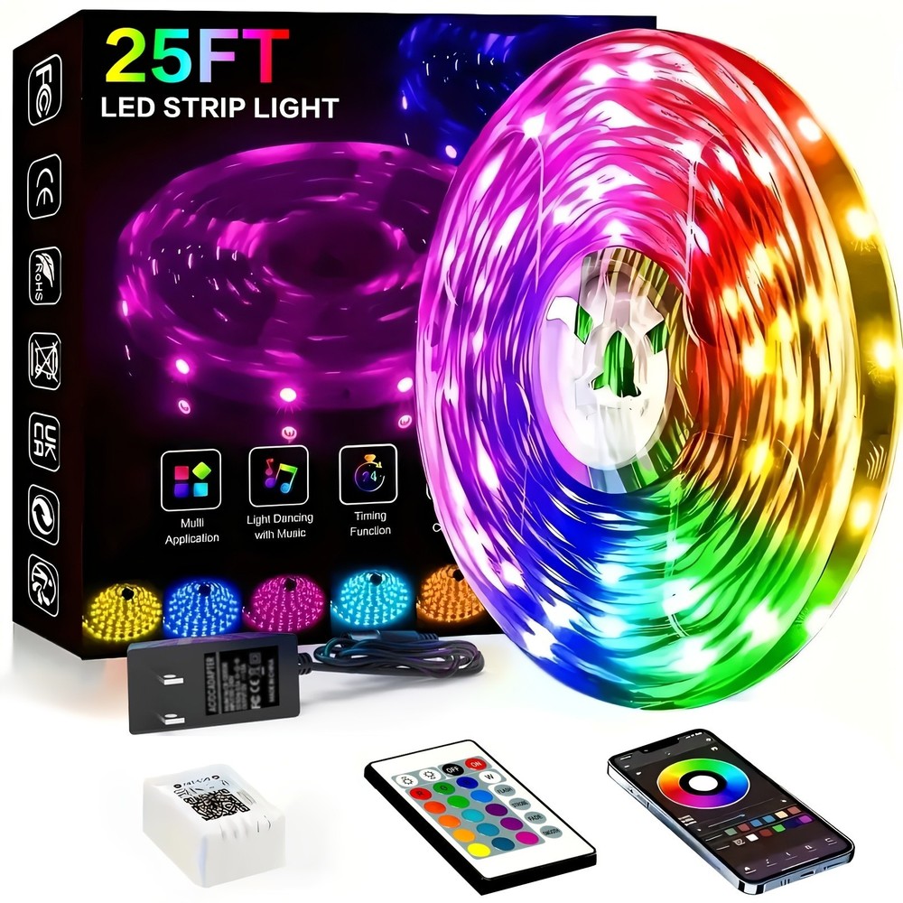 25Ft LED Strip Lights, Smart Light with App Remote Control, RGB LED Lights