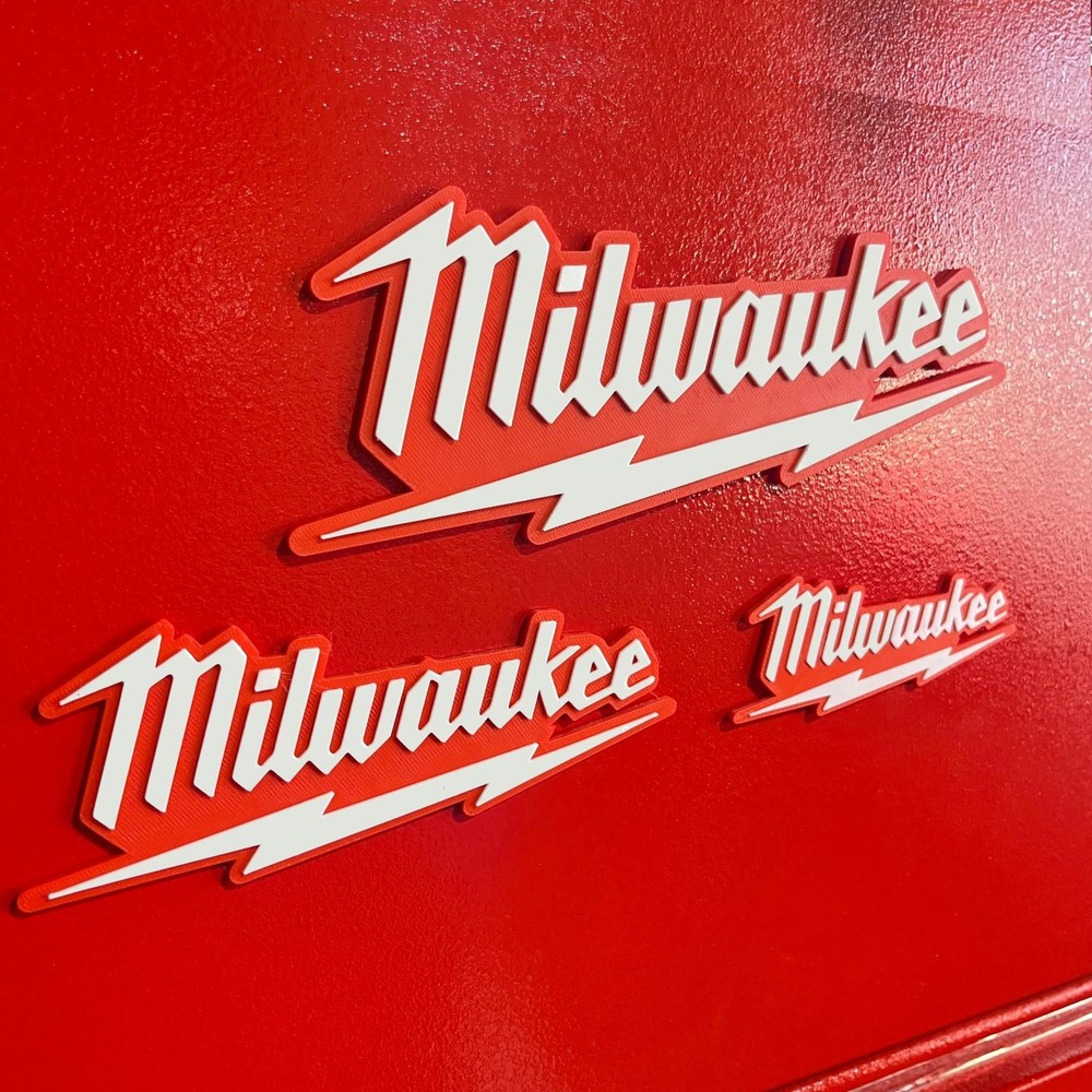 3pcs Three Milwaukee Tools Logo Badge Car Truck Emblem Tool Chest Cabinet
